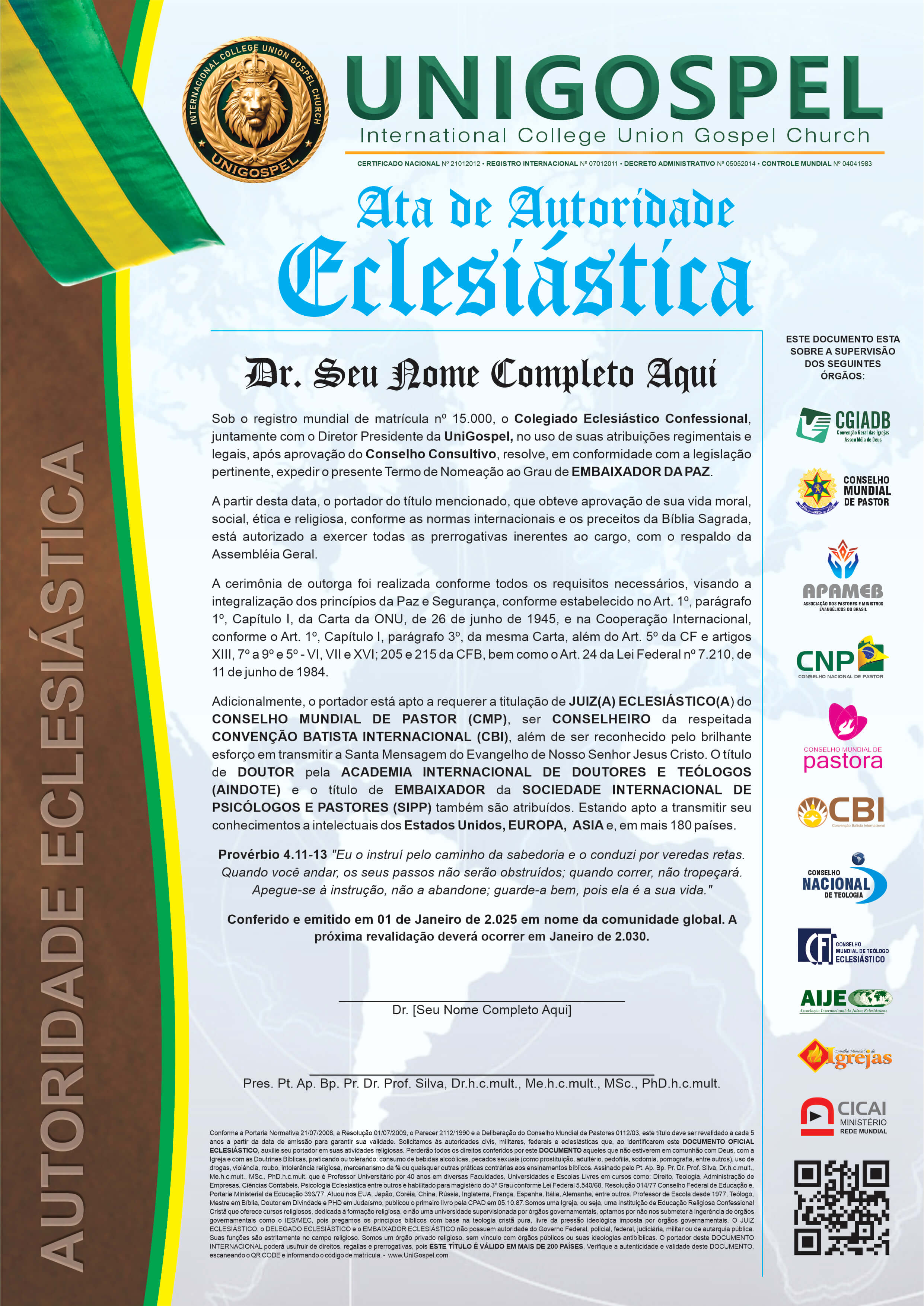 Ata de Autoridade Eclesiástica