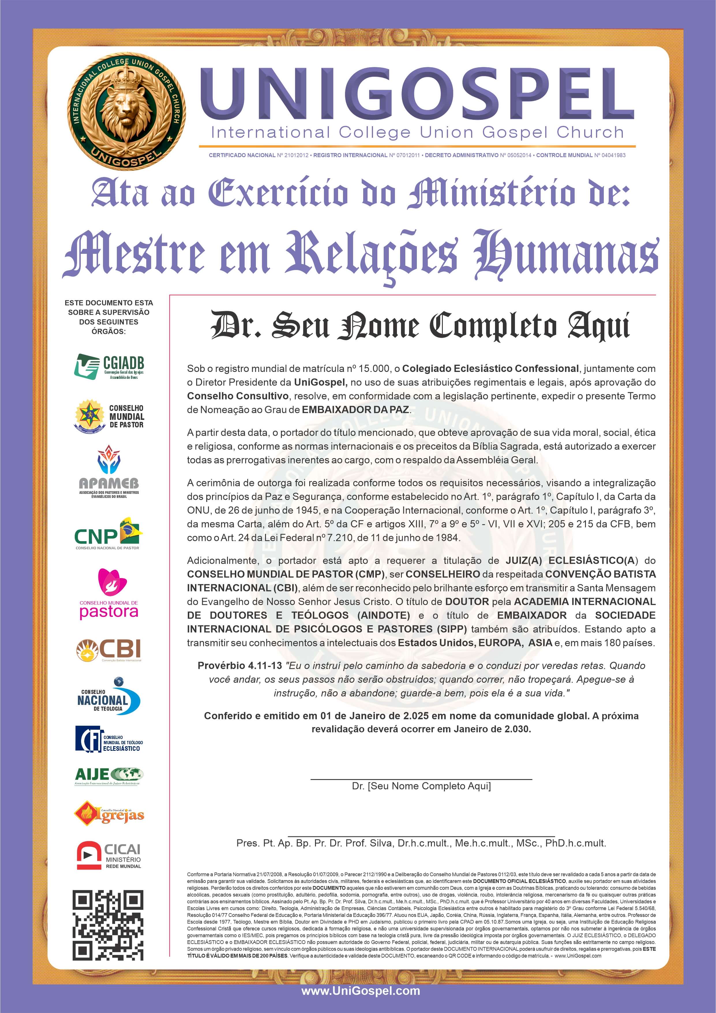 Ata de Mestre em Relações Humanas