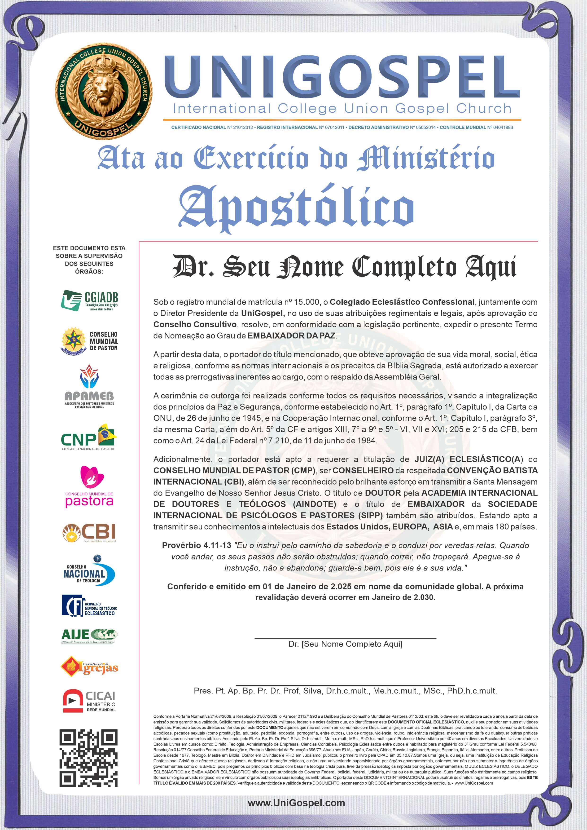 Ata de Ministério Apostólico