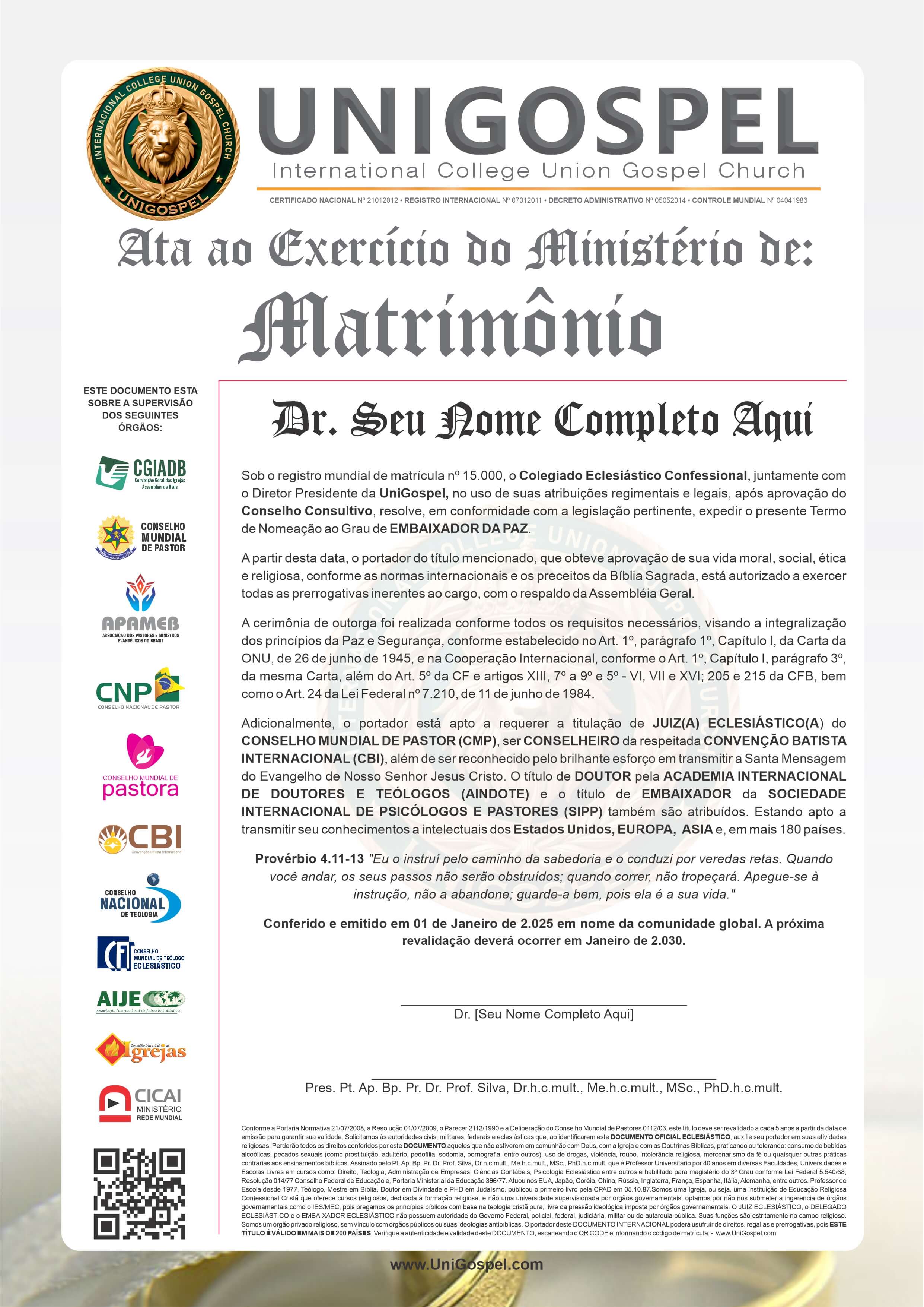 Ata de Oficial de Matrimônio