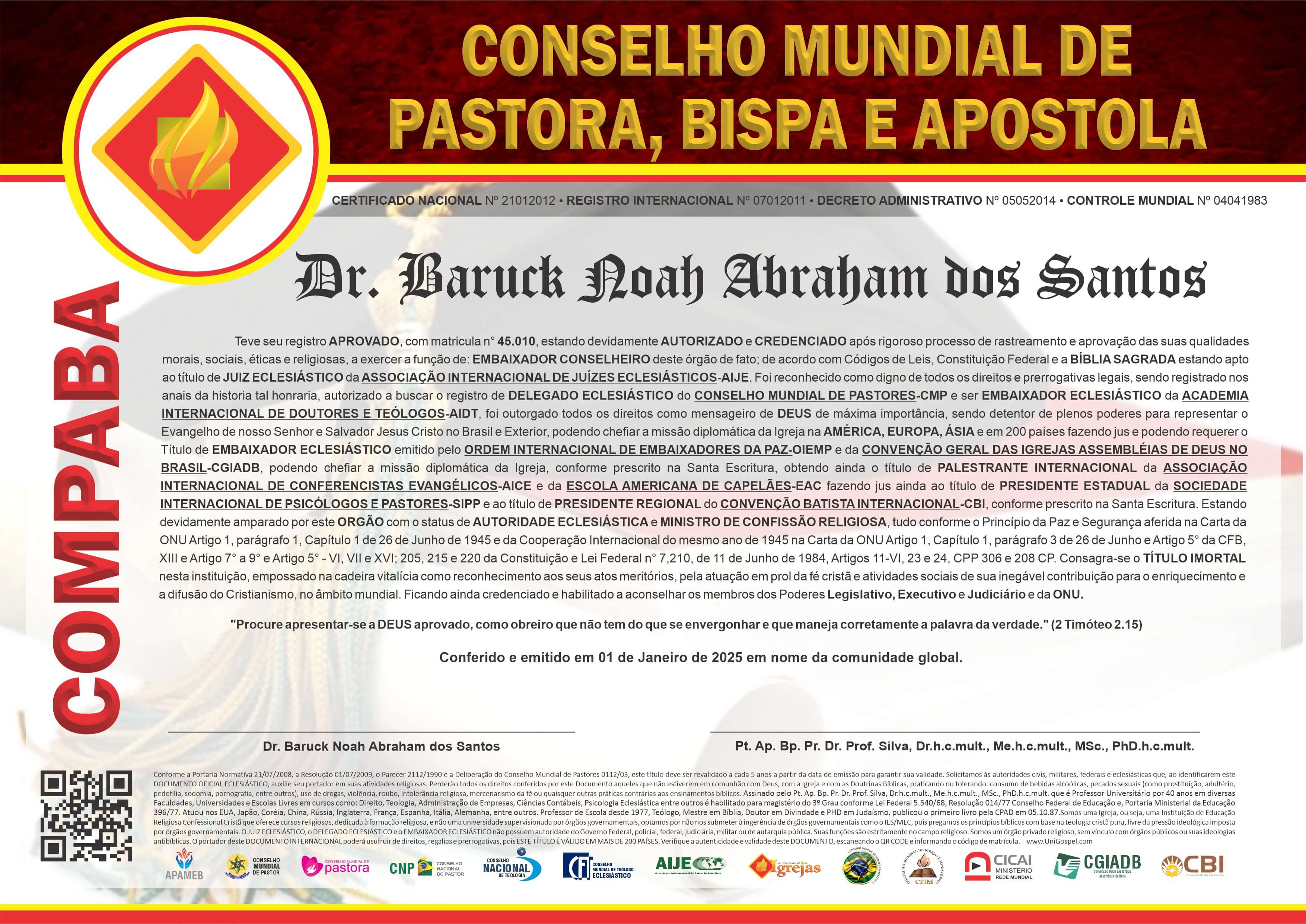 Conselho Mundial de Pastora, Bispa e Apóstola