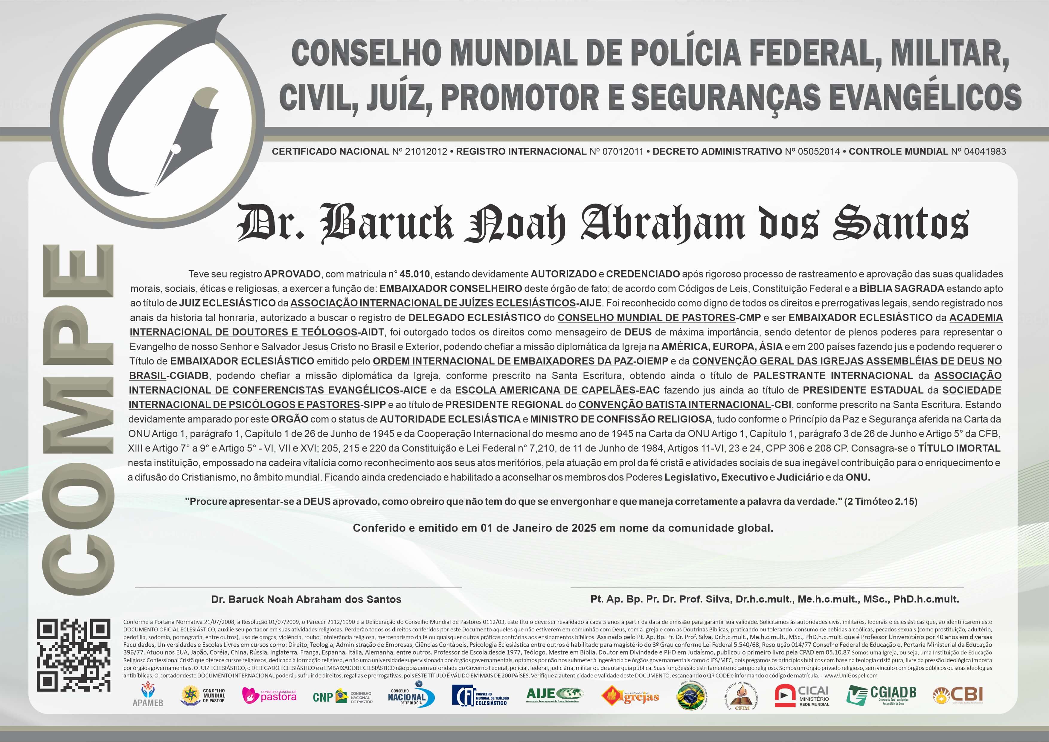 Conselho Mundial de Polícia Federal, Militar, Civil, Juiz, Promotor e Seguranças Evangélicos