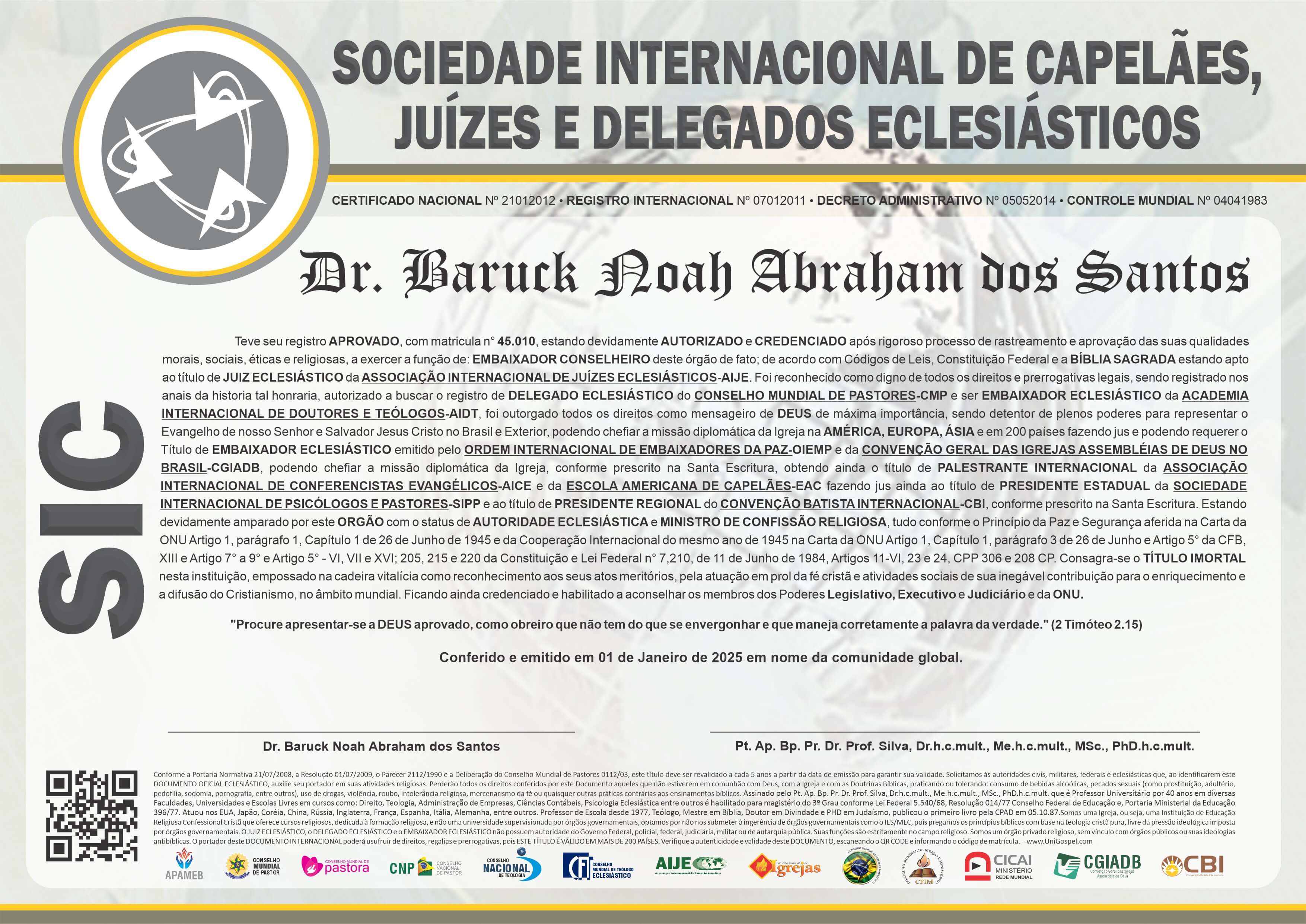 Sociedade Internacional de Capelães, Juizes e Delegados Eclesiásticos
