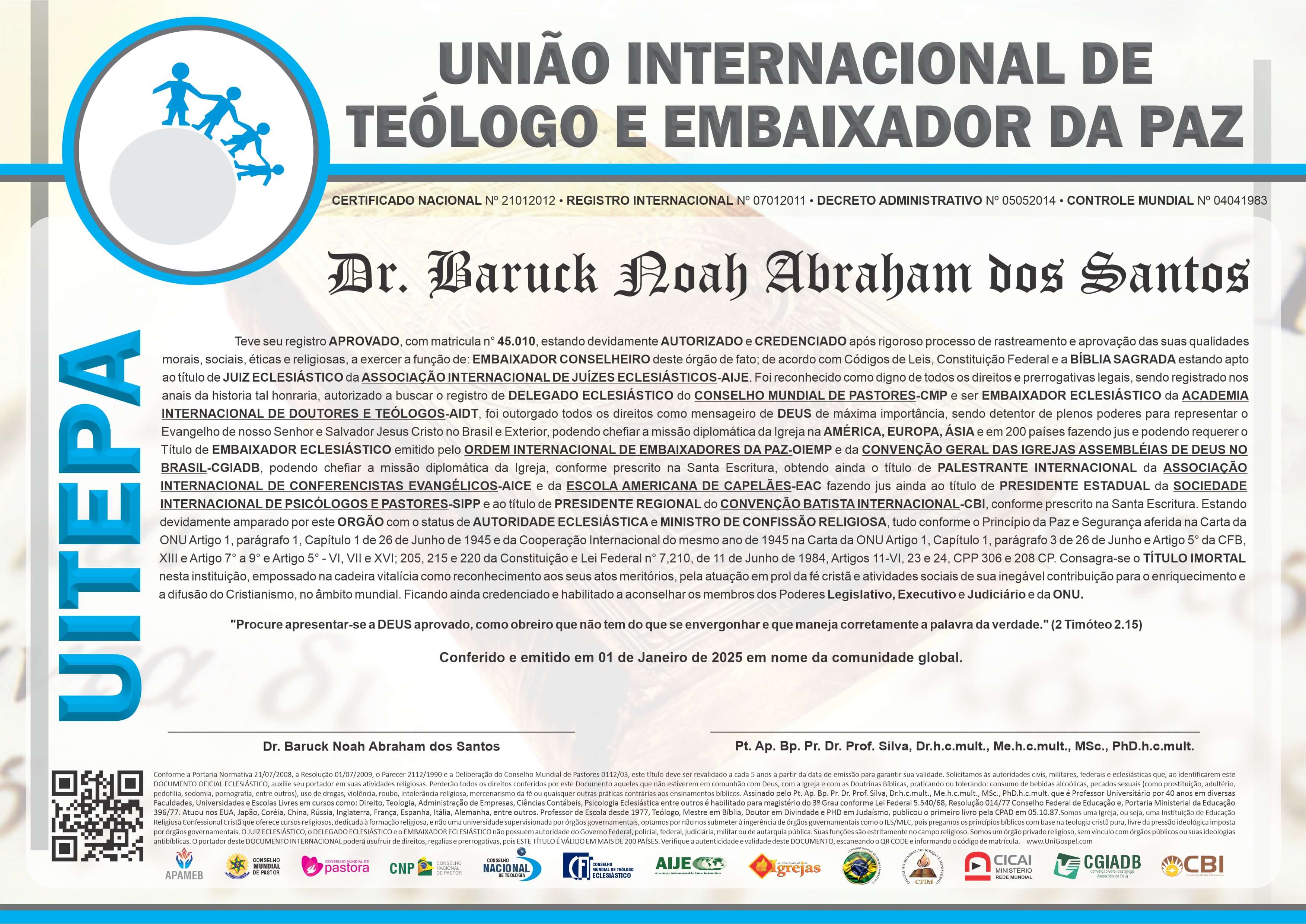 União Internacional de Teólogo e Embaixador da Paz