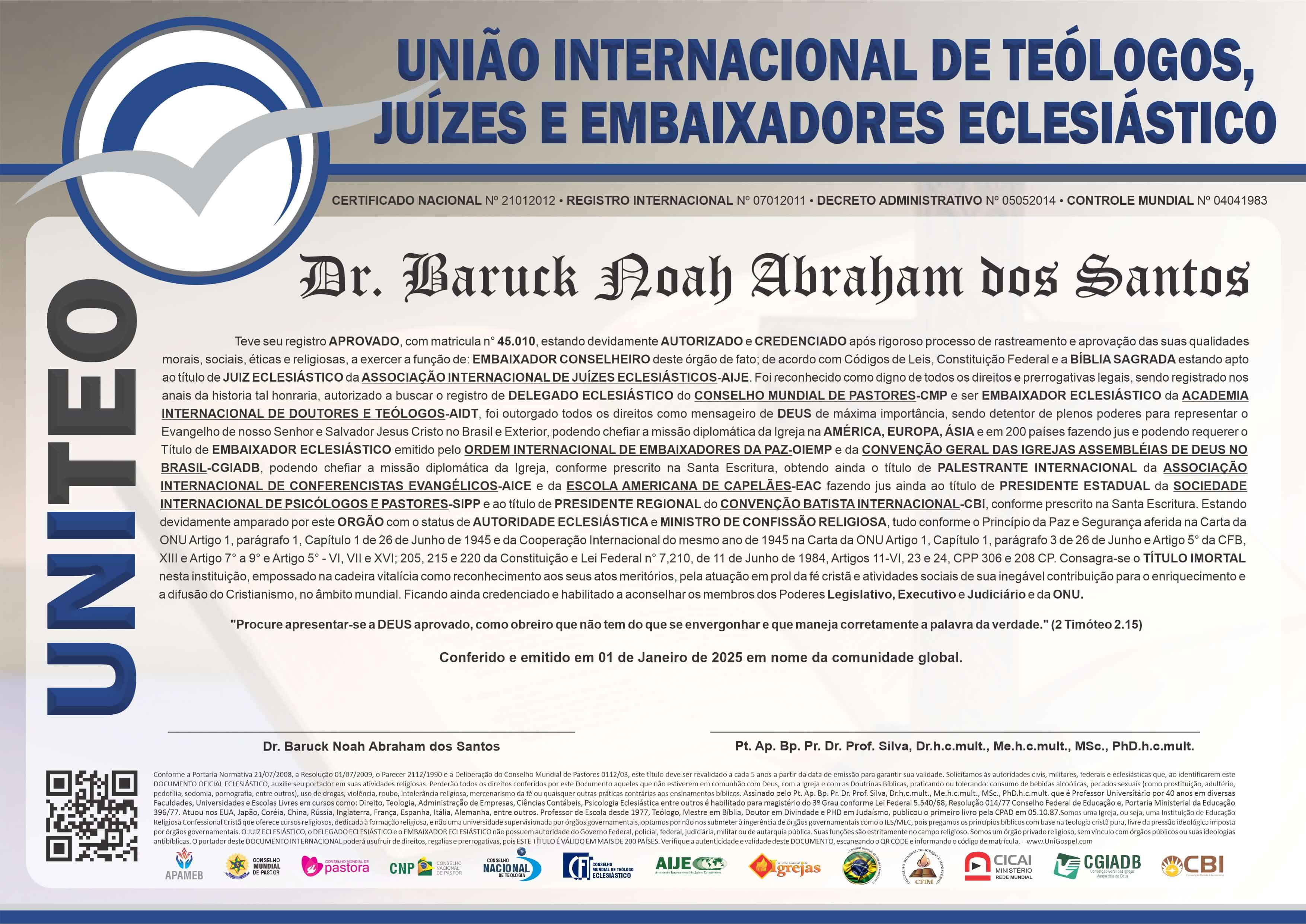 União Internacional de Teólogos, Juizes e Embaixadores Eclesiásticos