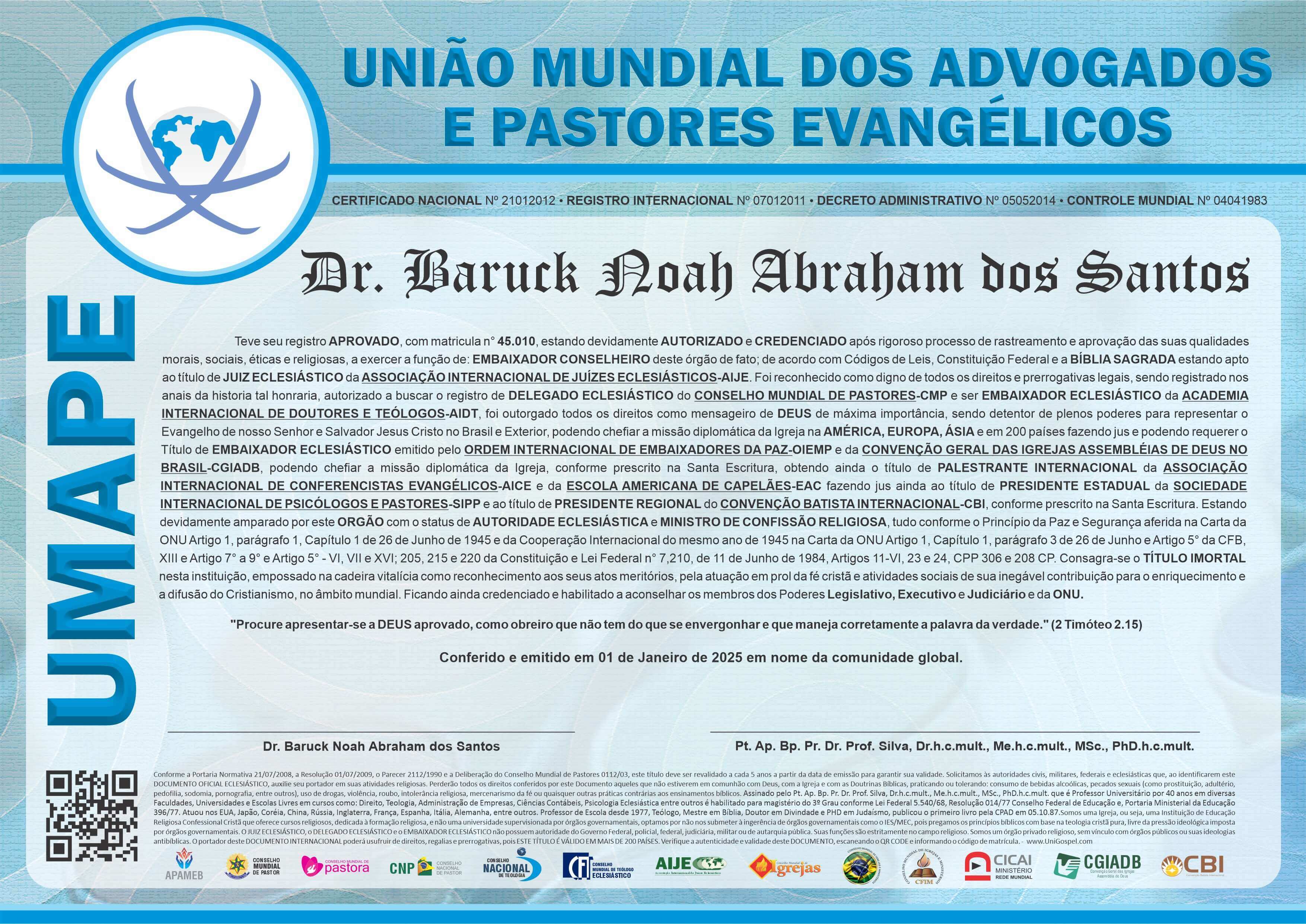 União Mundial dos Advogados e Pastores Evangélicos