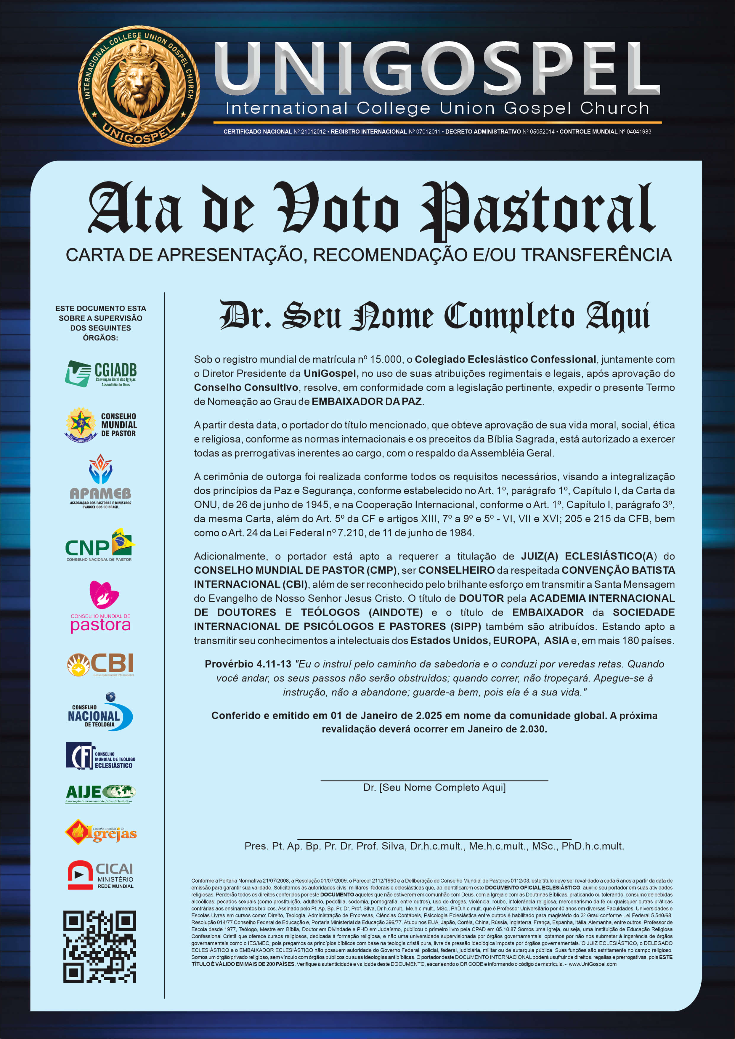 Ata de Voto Pastoral