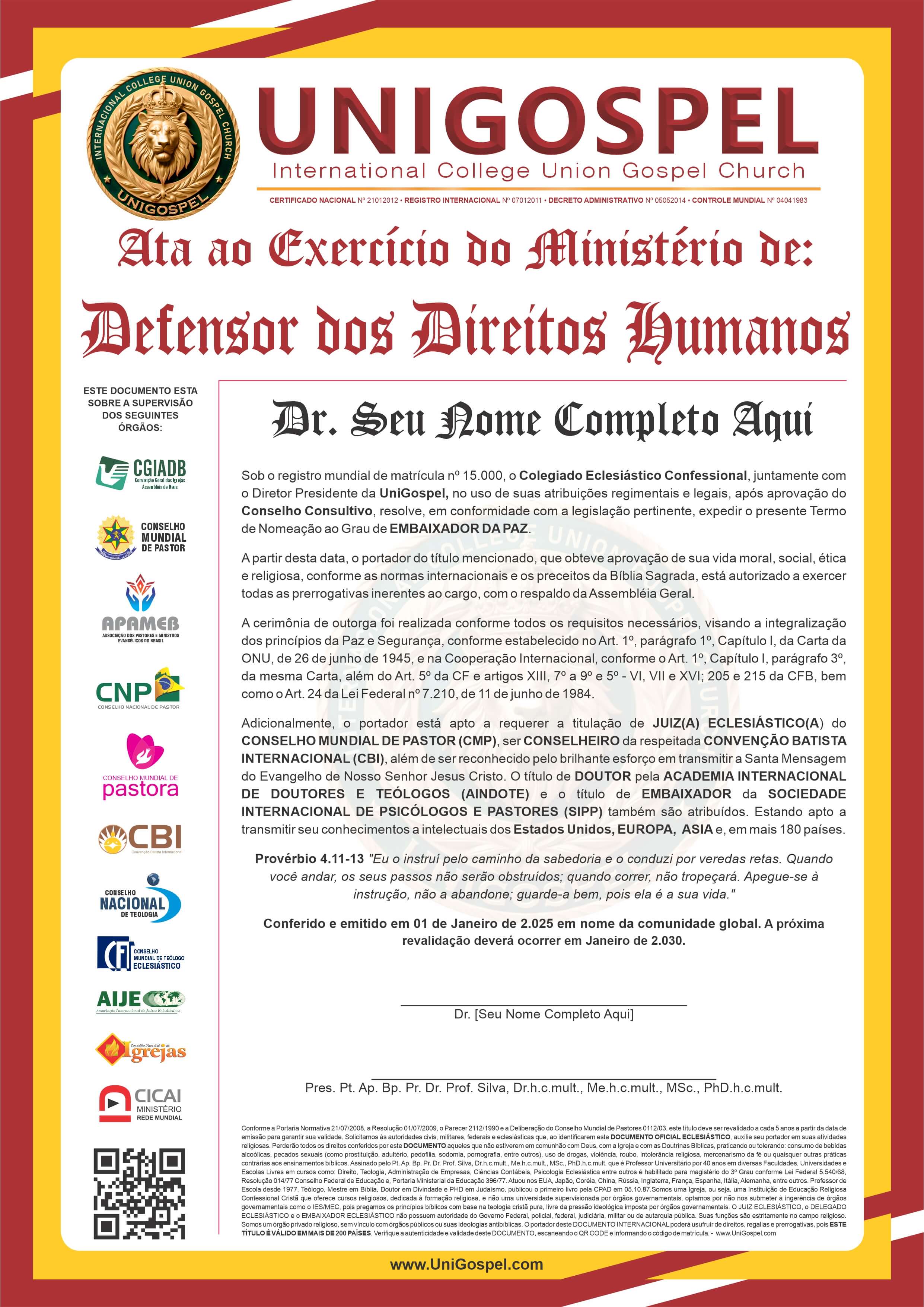 Ata de Defensor dos Direitos Humanos